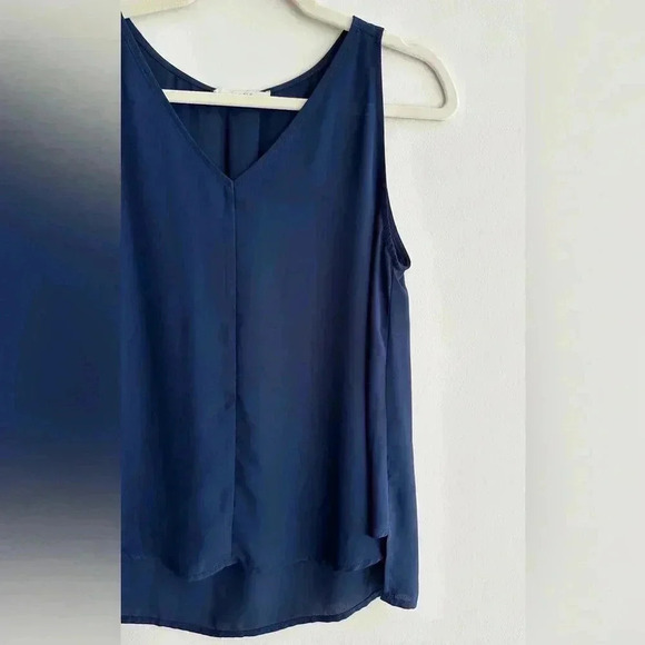 Elodie Navy Blue Swing Tank Top, Sheer Flowy Blouse, Size Small - Picture 4 of 16